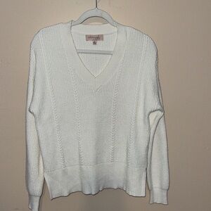 Philosophy White Preppy VNeck Sweater